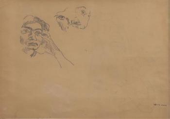 Double sided drawing- thinking man (recto); seated woman (verso) by 
																	Georges Kars